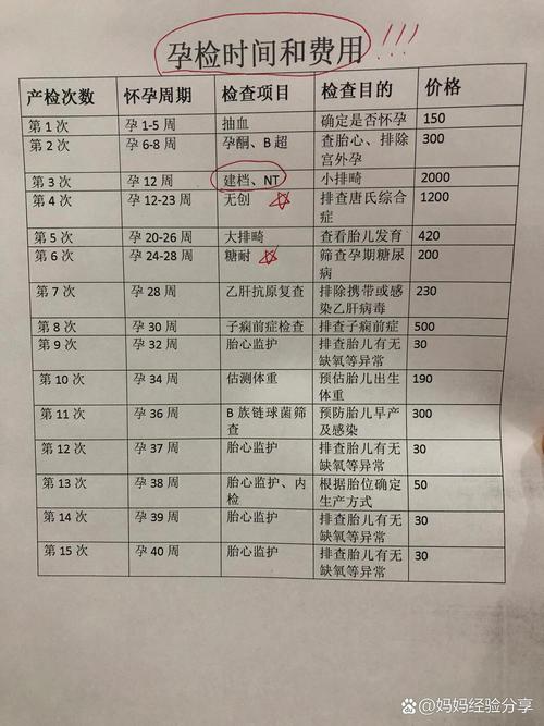 孕检费用